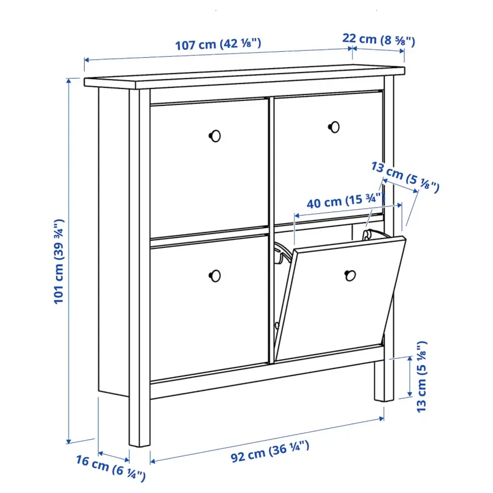 Обувной шкаф/хранение - IKEA HEMNES/ХЕМНЭС ИКЕА, 107x22x101 см, белый