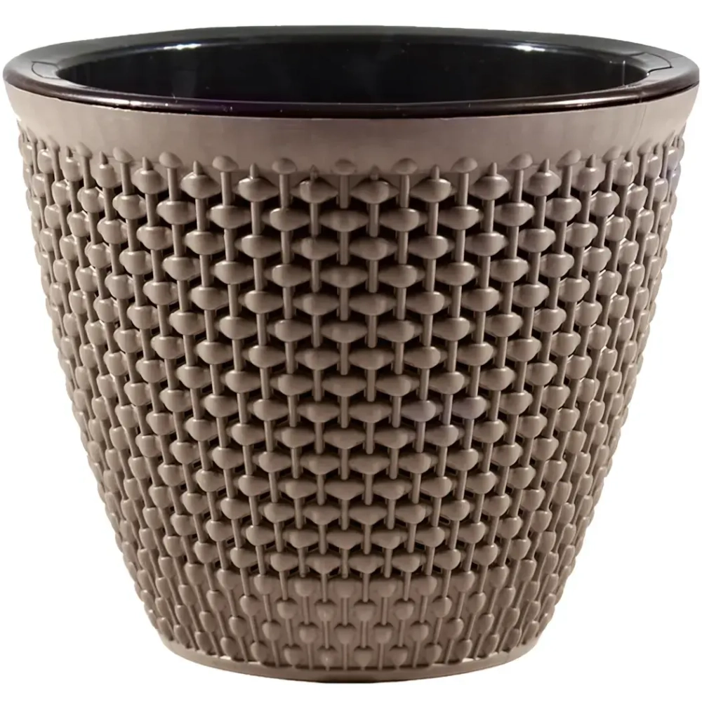 Кашпо для цветов пластиковое 2,25л d-17,5 см «Ротанг» Мокачино