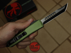 Нож Microtech Ultratech Helhound H/E - зеленая рукоять, черный клинок RK-357