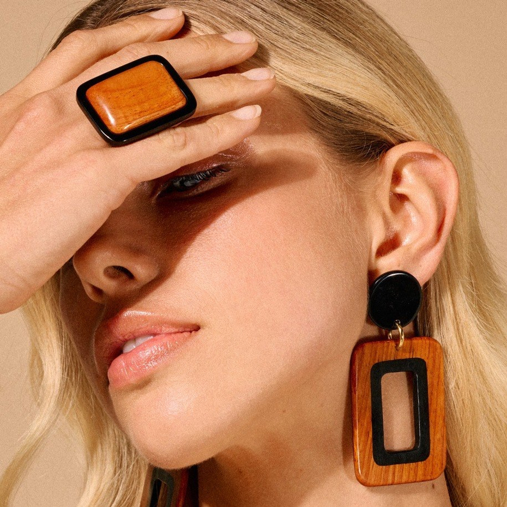 Серьги Nature Bijoux, Cannelle, с рогом и деревом байонг, NB26.1-12-90616 (коричневый)