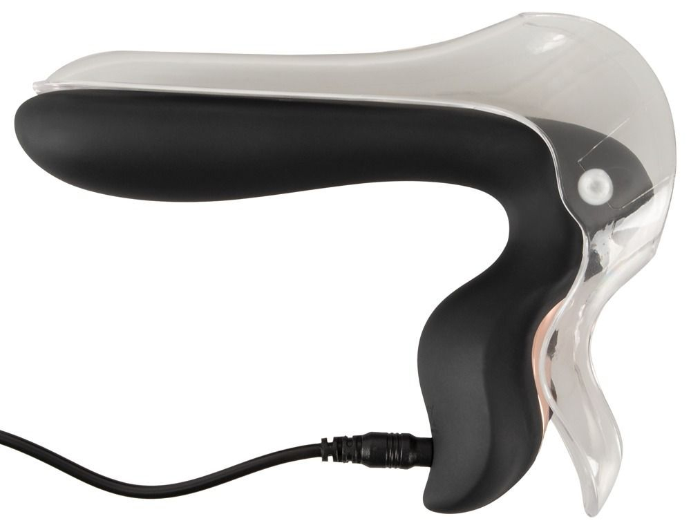 Вагинальный расширитель Vibrating Speculum с вибрацией и подсветкой (Цвет: черный)