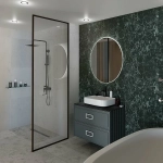 Тумба с раковиной LA FENICE Cubo Grigio TWIN 90 серая, столешница черная/ручки белые