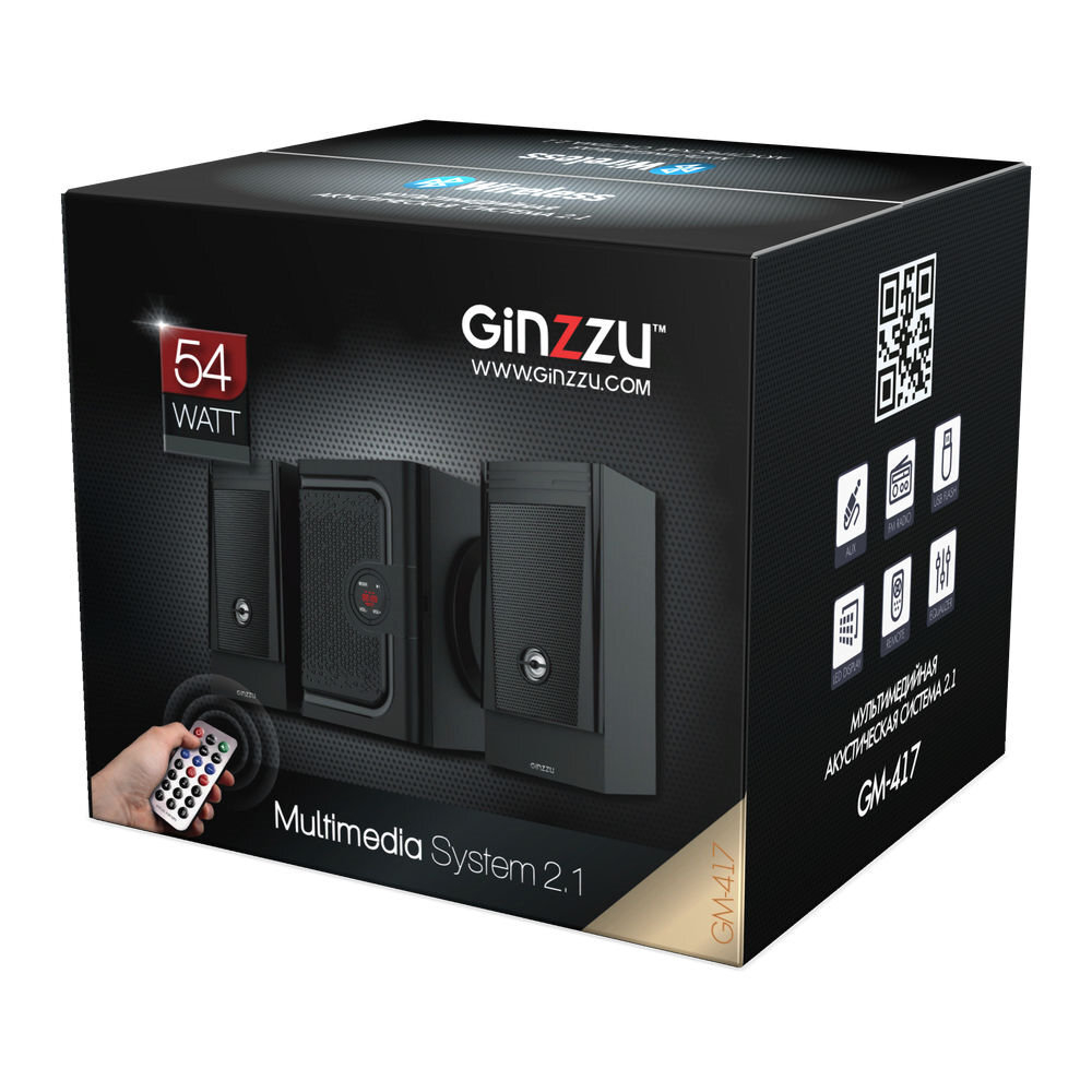 Акустика Ginzzu GM-417 USB/FM/54W Bluetooth (2.1)