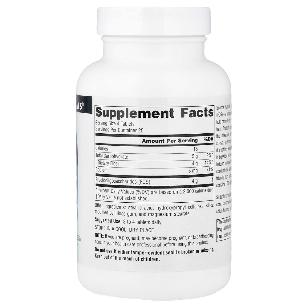 Source Naturals, FOS, 100 таблеток (1000 мг в 1 таблетке)