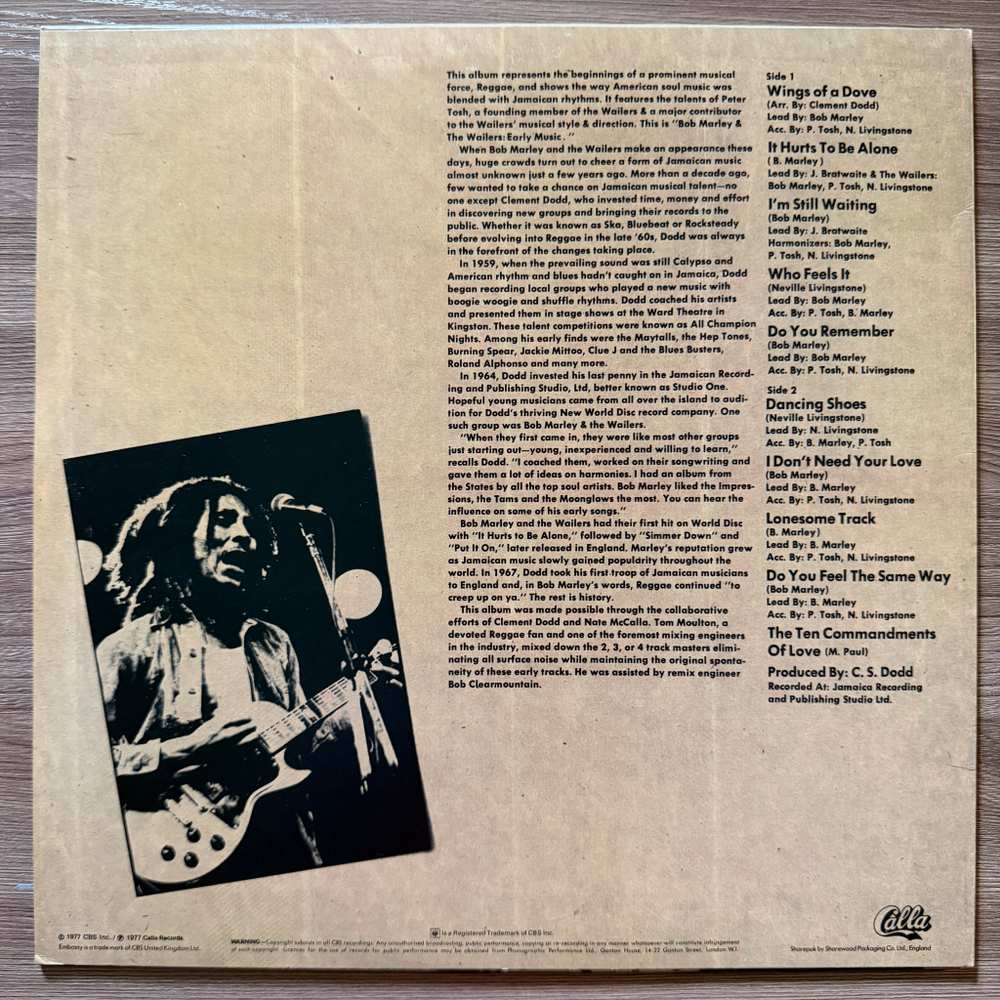 Bob Marley & The Wailers Featuring Peter Tosh ‎– Early Music (Англия 1977г.) Т
