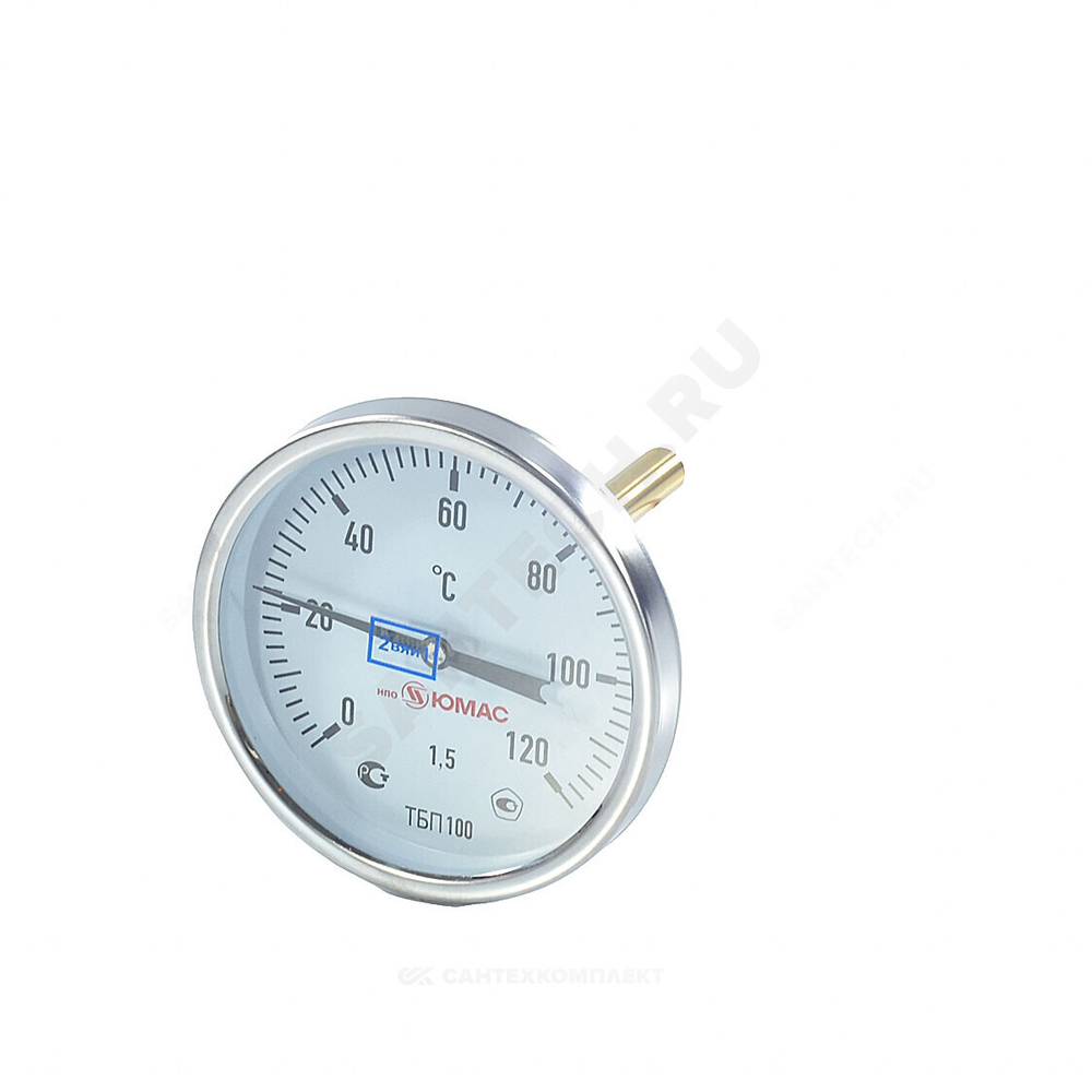 Термометр биметаллический осевой Дк100 120С L=50мм G1/2" ТБП-Т НПО ЮМАС