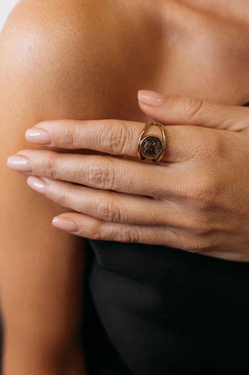 Кольцо "Монета" в золочении