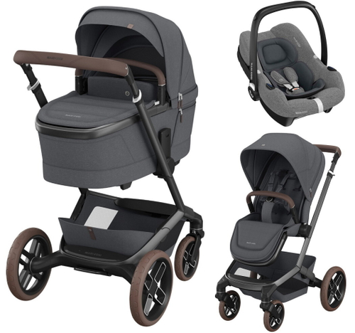 Детская коляска Maxi-Cosi Fame 3 в 1 с автокреслом CabrioFix Select grey Twillic Graphite/графит