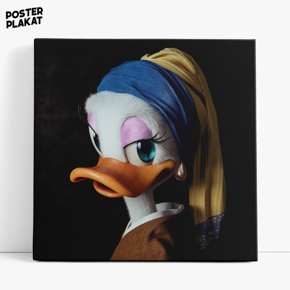 Картина для интерьера Дейзи Дак на холсте, персонаж мультфильма Дисней Утиные Истории, холст с печатью на подрамнике, на стену, Постер Плакат