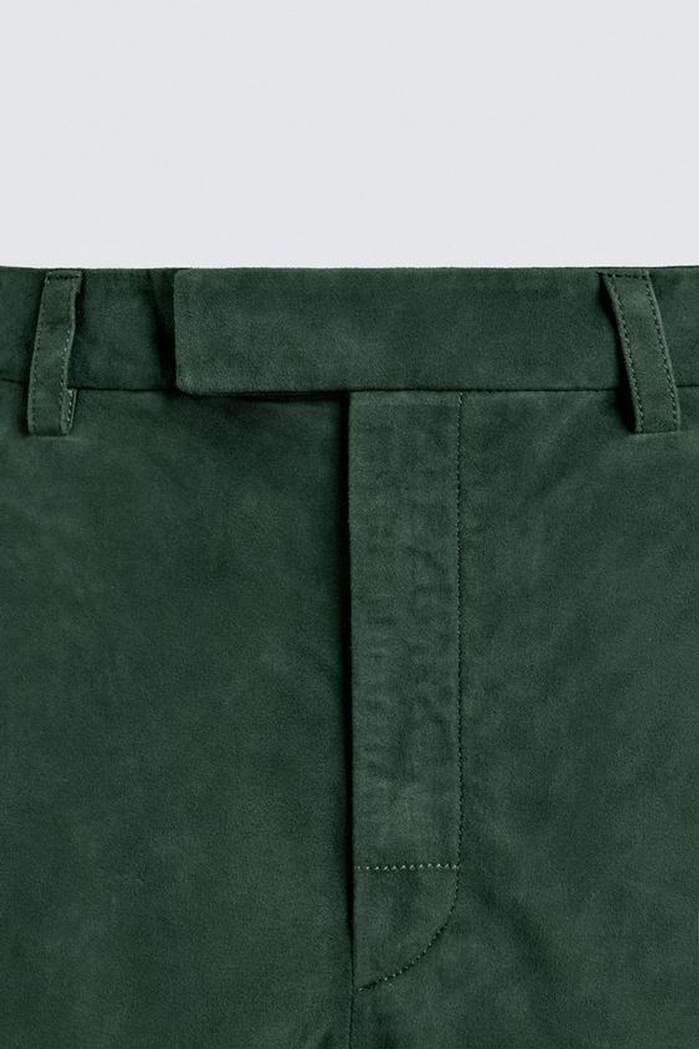 ZARA ШОРТЫ-БЕРМУДЫ ИЗ ЗАМШЕВОЙ КОЖИ RELAXED FIT, ЗЕЛЕНЫЙ