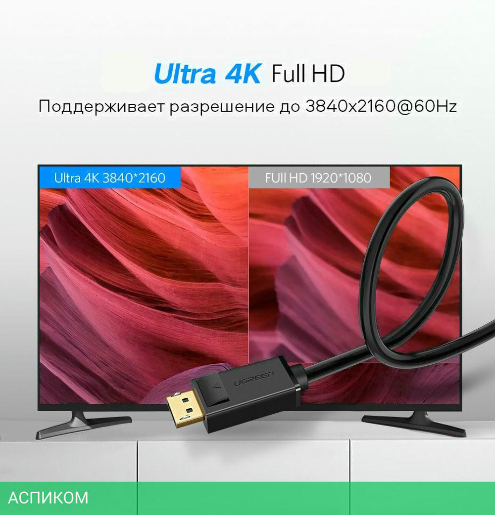 Кабель UGREEN DP102-10244 Black (10244)