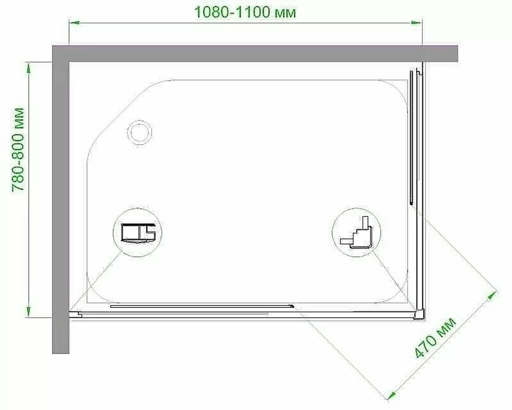 Душевой уголок Royal Bath RB8110HPD-C 110х80 матовый