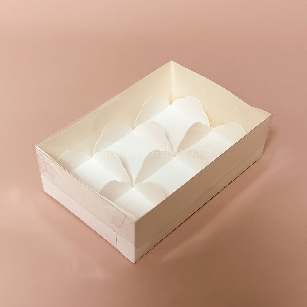 Коробка на 6 моти с пласт. крышкой и ложементами 17,5 х 12 х 5,5 см, белая