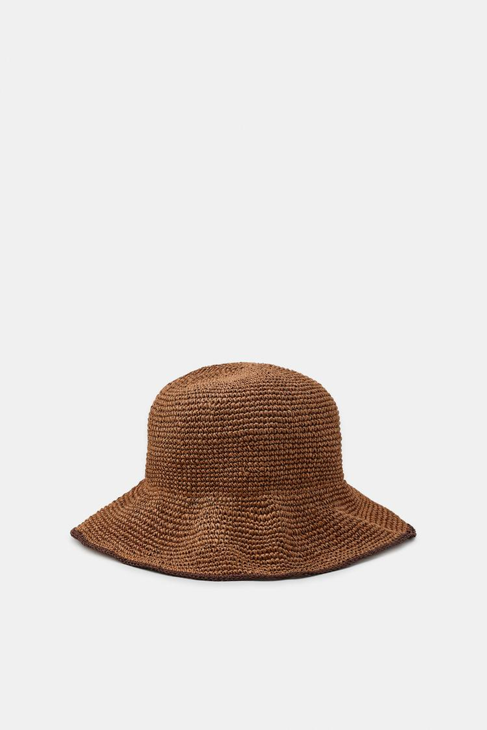 ZARA ПЛЕТЕНАЯ ПАНАМА С КОНТРАСТНЫМ КРАЕМ, МЕДНЫЙ