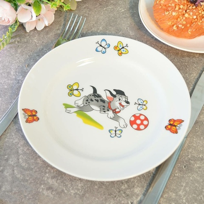 Тарелка 175мм мелкая Озорные щенки Гладкий край (новая)