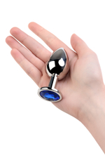 Анальная втулка с кристаллом Medium синий 8 см