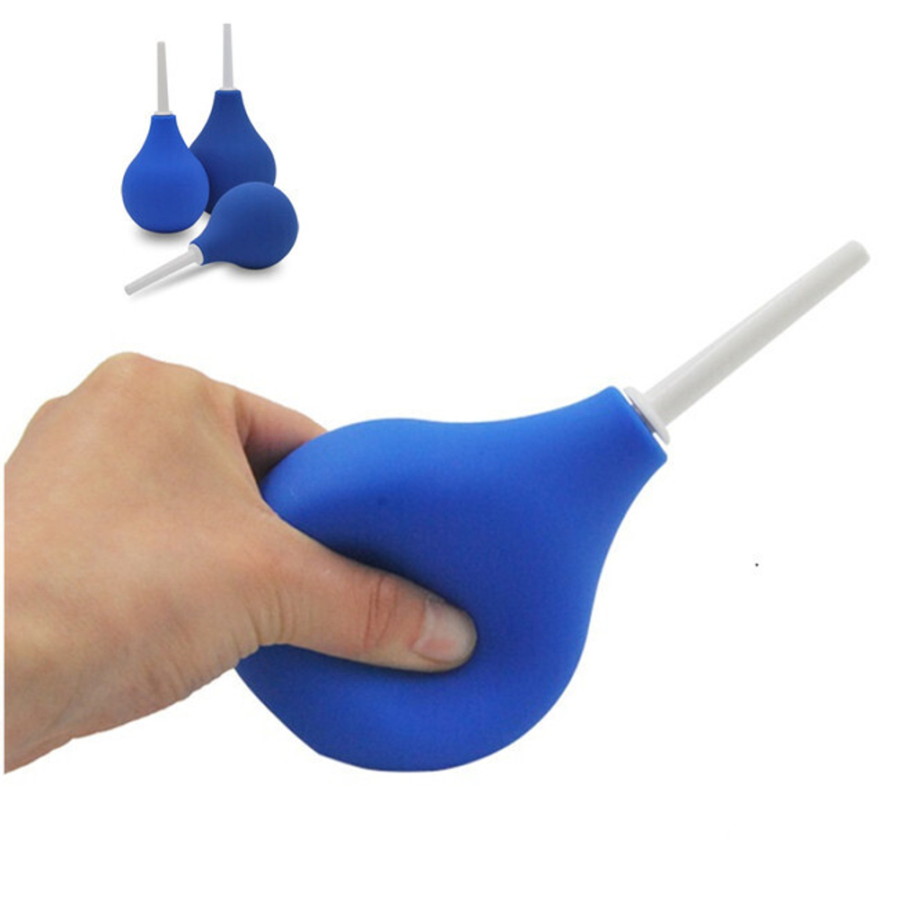 Анальный душ с твёрдым наконечником (170 мл.) (Цвет: синий)