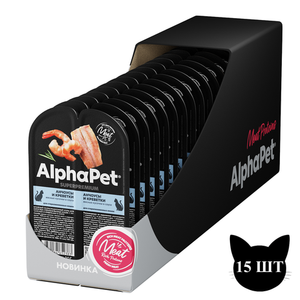 Влажный корм AlphaPet Superpremium для взрослых стерилизованных кошек «Анчоусы и креветки мясные кусочки в соусе»