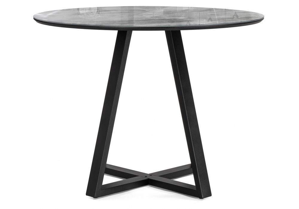Стеклянный стол Норфолк 100х78 серый мрамор / черный