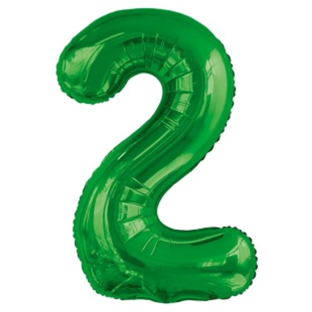 К Шар 34'' / 86 см "Цифра 2" Slim Зеленый (БГ-60)