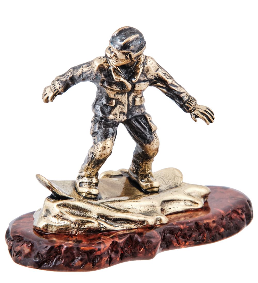 AM-3987 Фигурка «Сноубордист» (латунь, янтарь)
