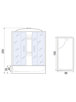 Душевая кабина RIVER NARA 155/80/55 МТ 150x80x220 10000003025 Универсальная Прямоугольная