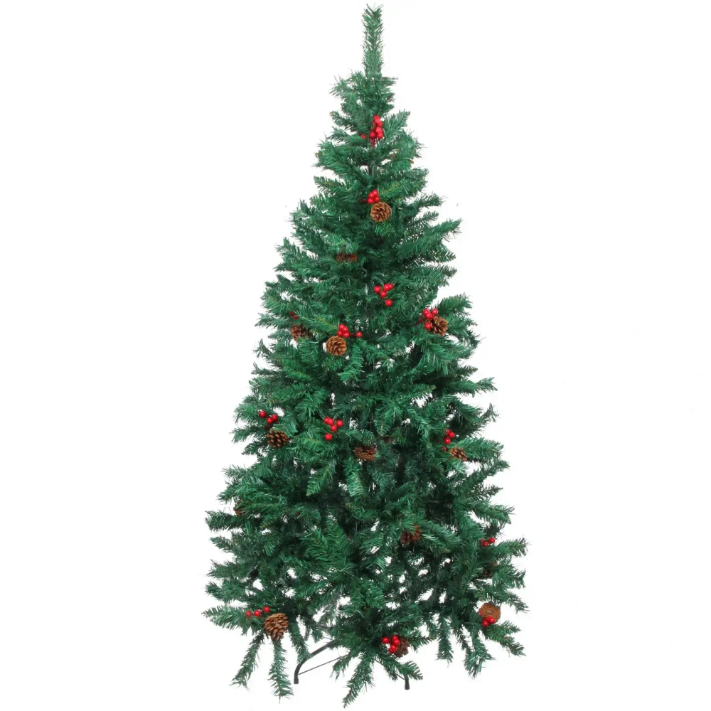 Ёлка «Финская» 150 см, ПВХ, шишки, ягоды (584 веток)