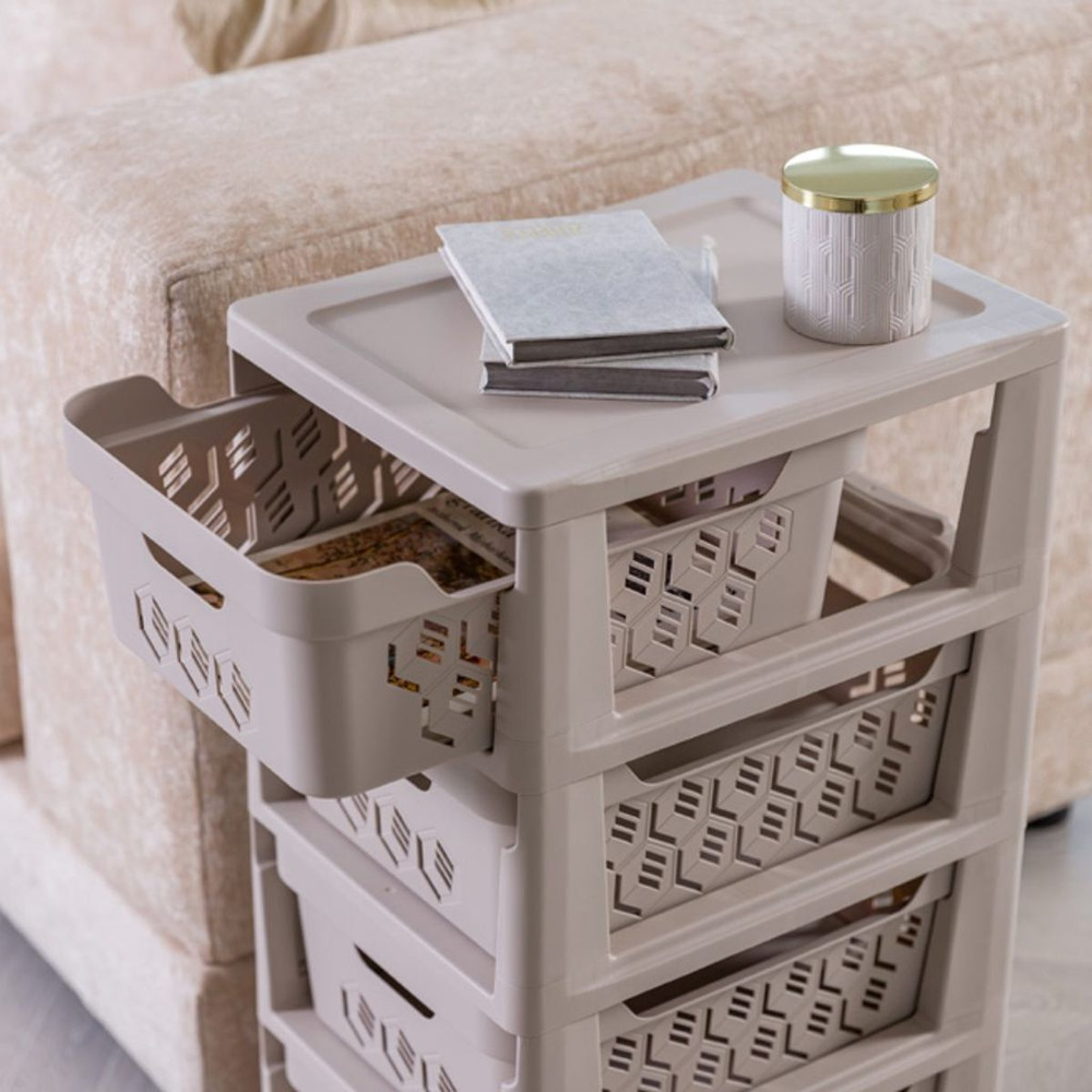 Комод 4 ящика, Deluxe, 38.5х30х69 см, св-беж, С32769, Бытпласт