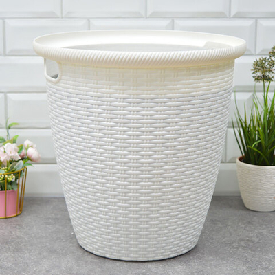 Кашпо Rattan 30л d380мм с внутренним горшком 16л, белоснежный жасмин