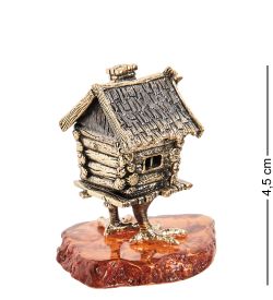 Народные промыслы AM-1558 Фигурка «Избушка» (латунь, янтарь)