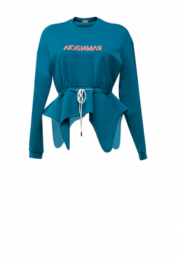 Свитшот на завязках изумрудный 19-02-20FW