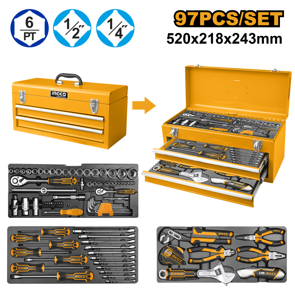 Ящик с набором инструментов INGCO HTCS220971 INDUSTRIAL 97 шт.