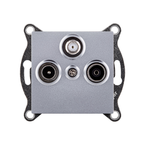 Розетка тройная TV (мама) + TV (папа) + спутниковая SAT, серый Kollinger REA-036GY для Aspekt, Eleganz, Reflex