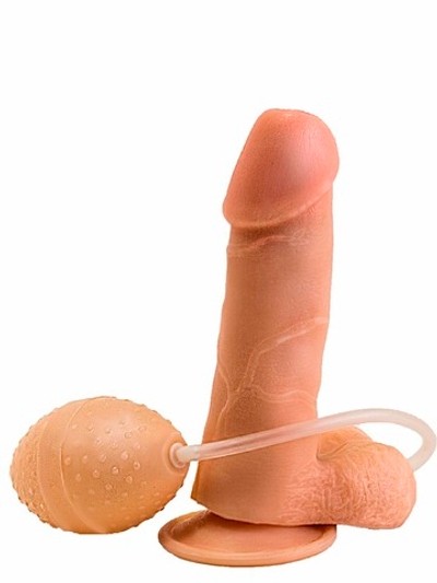 Фаллоимитатор-реалистик с грушей для имитации эякуляции. (Длина 15.5 см Диаметр 3.9 см.)