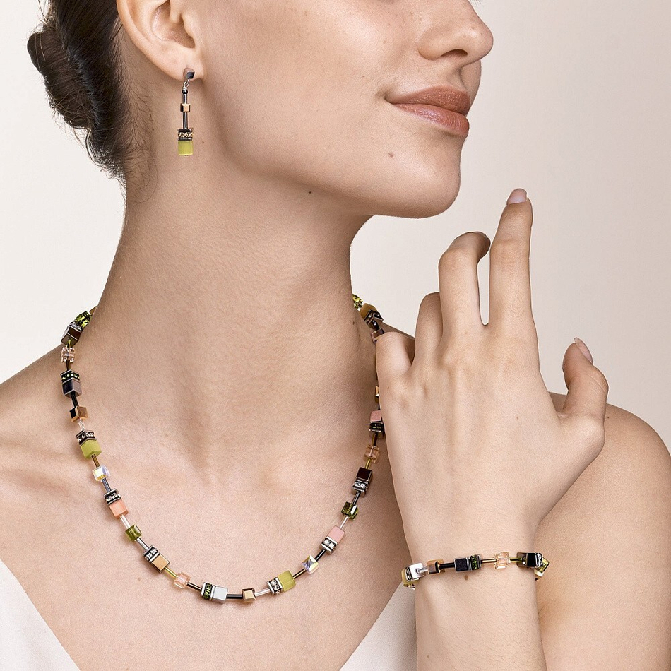 Колье Coeur de Lion Olive-Peach 5012/10-0922 цвет серый, мульти, бежевый, желтый, розовый