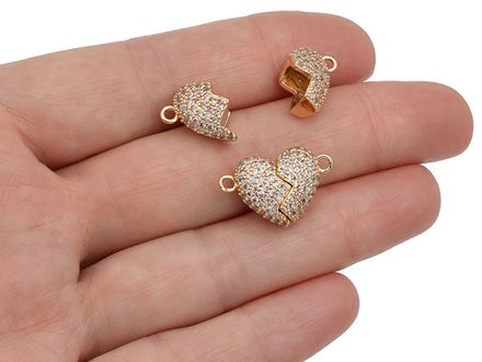 Застежка магнитная "Сердце" 20мм, со стразами