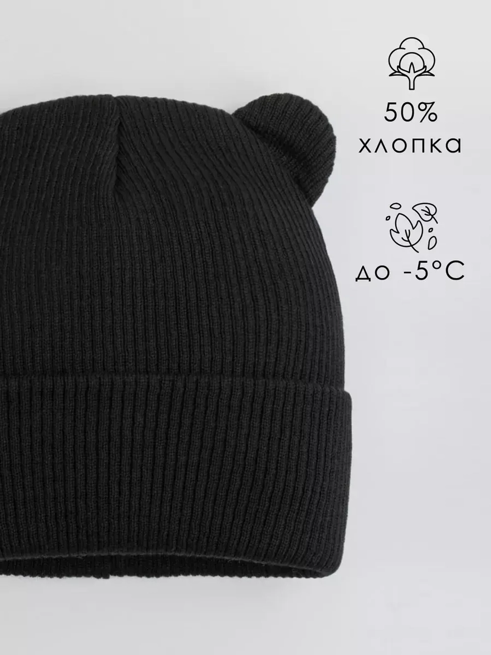 Шапка детская с ушками осенняя