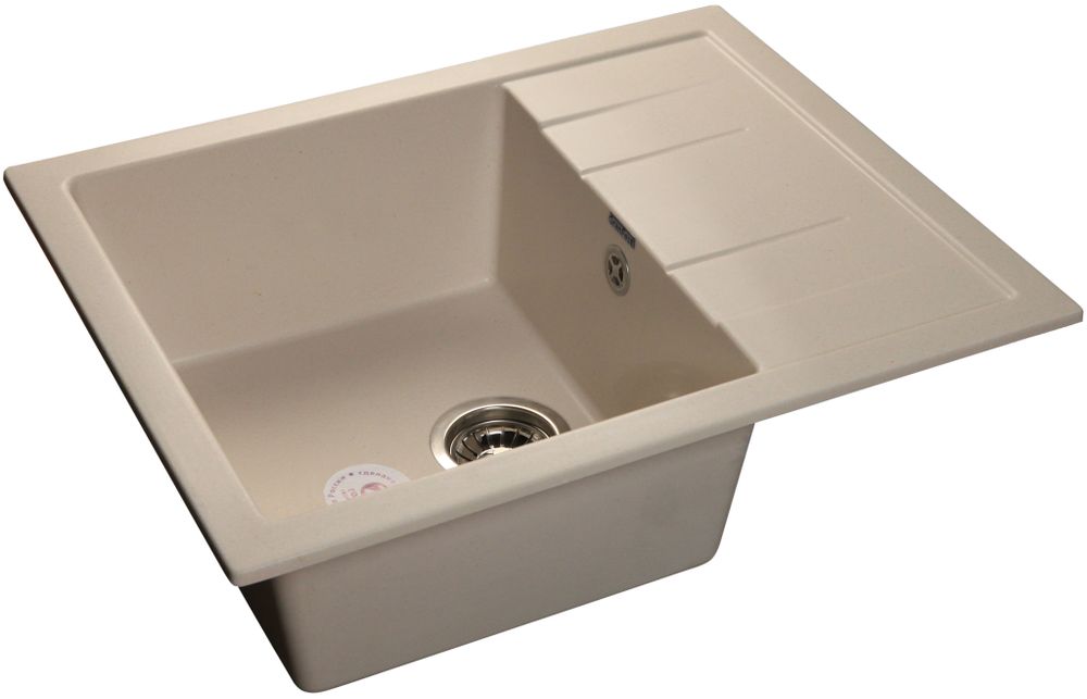 GRANFEST Мойка мрамор QUADRO GF-Q--650L чаша с крылом  650*500мм  белый  арт.GF-