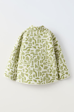 ZARA КИМОНО ИЗ ЖАККАРДА, ЗЕЛЕНЫЙ/ЭКРЮ