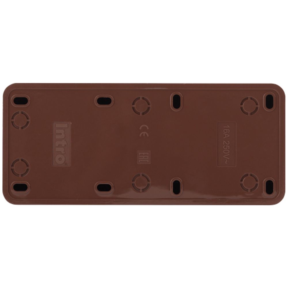 Розетка Intro Quadro 2-206-10 с заземлением тройная 3х2P+E 16А-250В IP20 ОУ венге | Intro Quadro