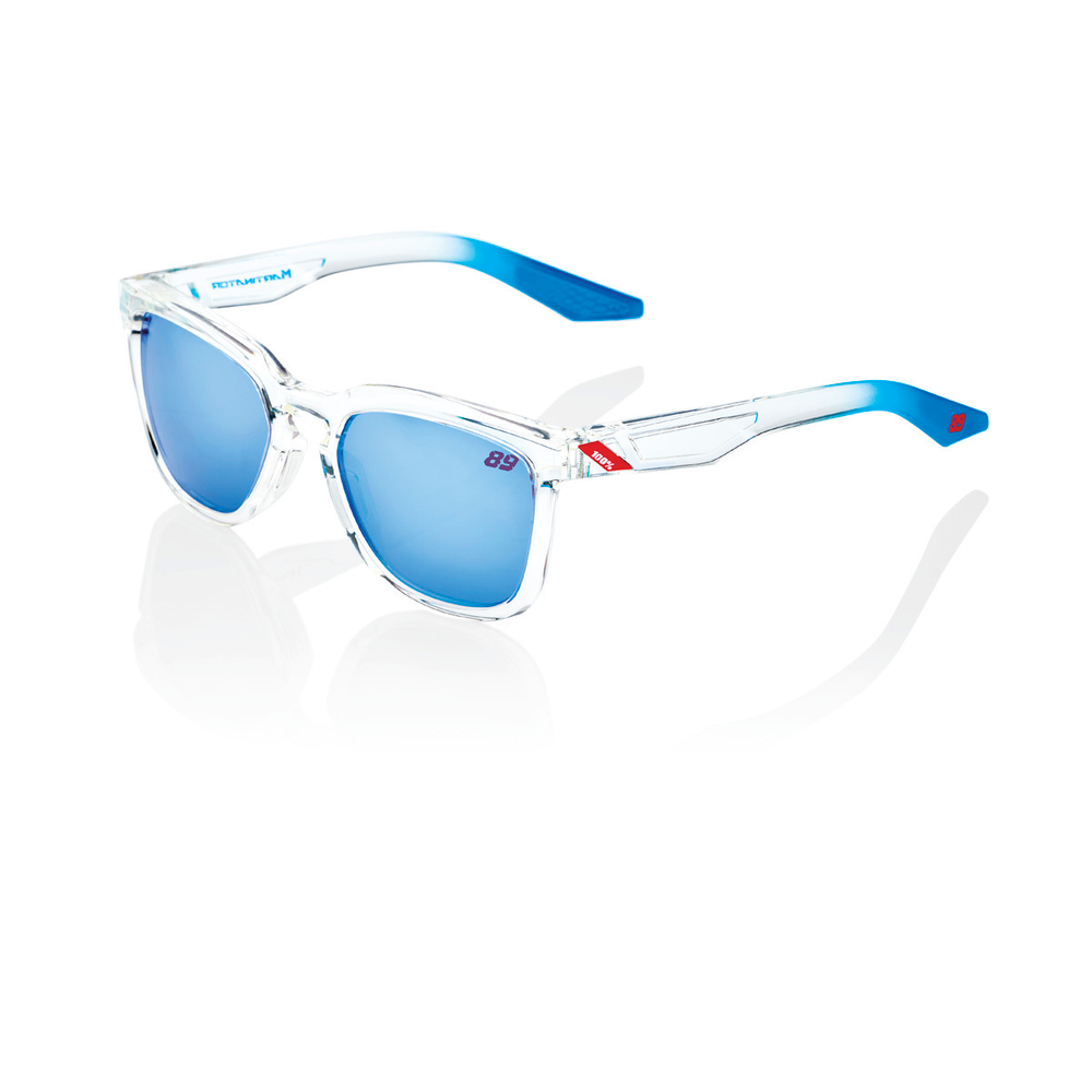 Спортивные очки 100% HUDSON - Jorge Martin SE Polished Clear - HiPER Blue Multilayer Mirror Lens