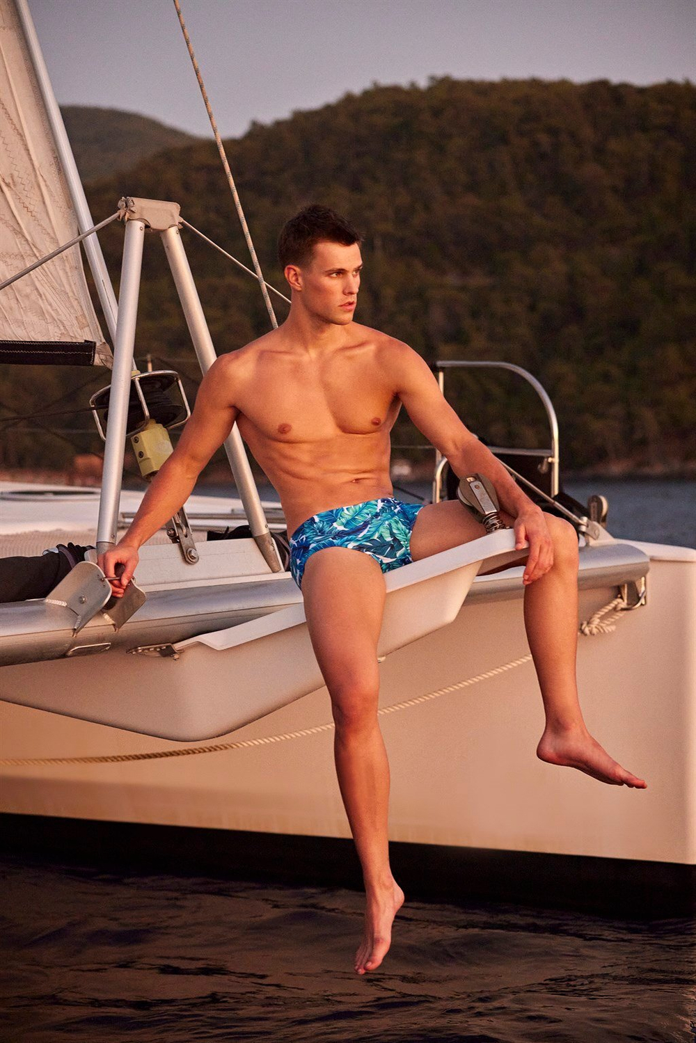 Мужские плавки с принтом в виде листьев Doreanse (Размер: XL) (Цвет: синий)