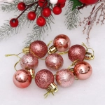 Новогодние шары 3 см (набор 9 шт) «Микс фактур», розовое золото