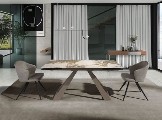 Раздвижной обеденный стол 1117/MC22052DT-MARMOL из керамики в мраморной отделке и стали Испания 