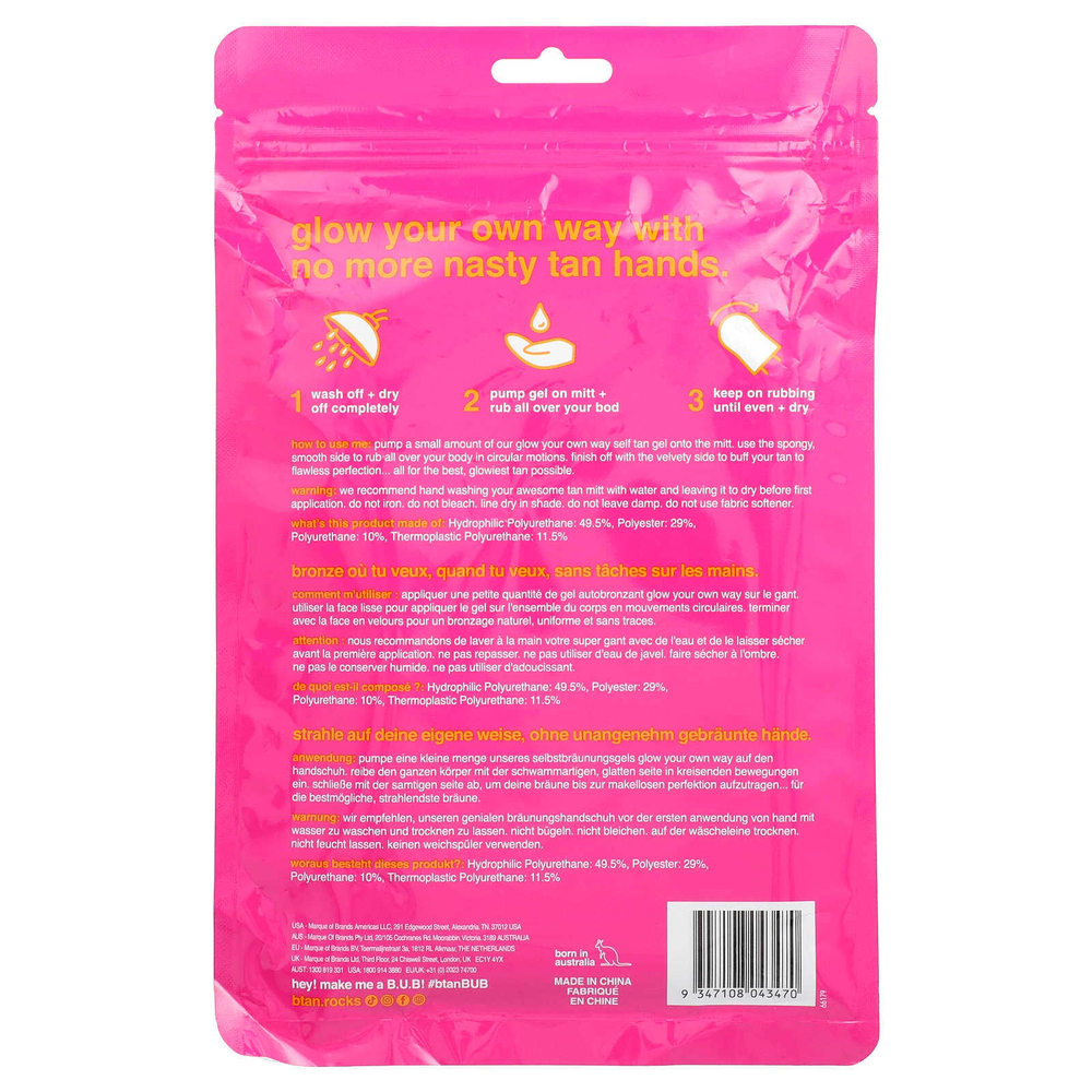 b.tan, Glow Your Own Way, гладкая гелевая рукавица, универсальный размер, 1 рукавица