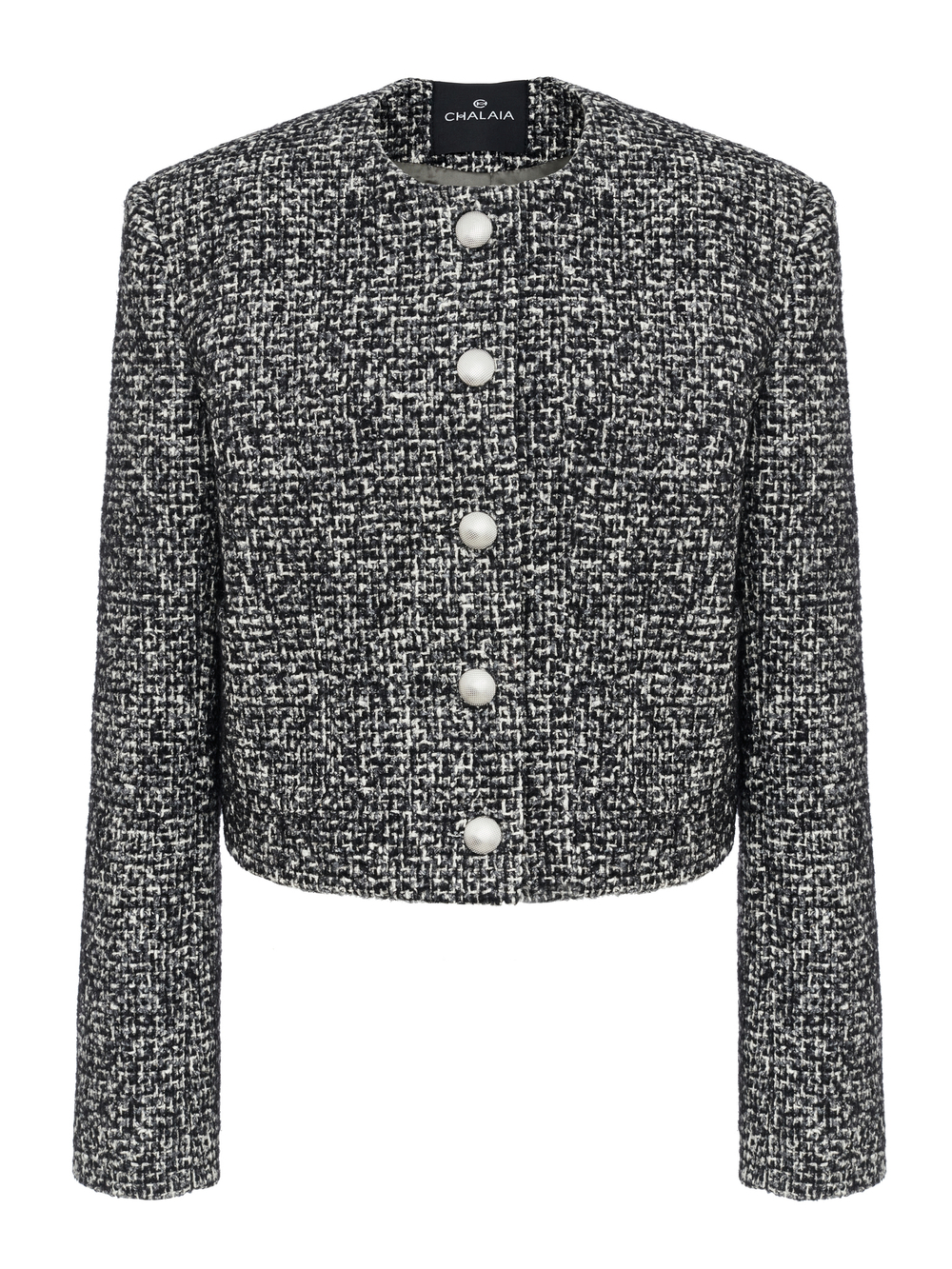 Укороченный жакет из итальянского твида серый