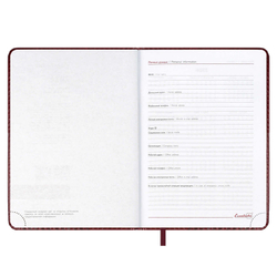 Ежедневник датированный 2026 ESCALADA, А5, 176 л., арт. 70220/ 15 САРИФ БОРДОВЫЙ (кожзам: 146x211 мм, твёрдый переплёт с поролоном, материал обложки: искусственная кожа "Сариф"; декор: блинтовое тиснение; способ крепления блока: ниткошвейный; вн. бло