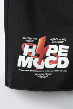 ZARA ШОРТЫ-БЕРМУДЫ С ЭФФЕКТОМ СТИРКИ И ЗВЕЗДОЙ, АНТРАЦИТОВО-СЕРЫЙ