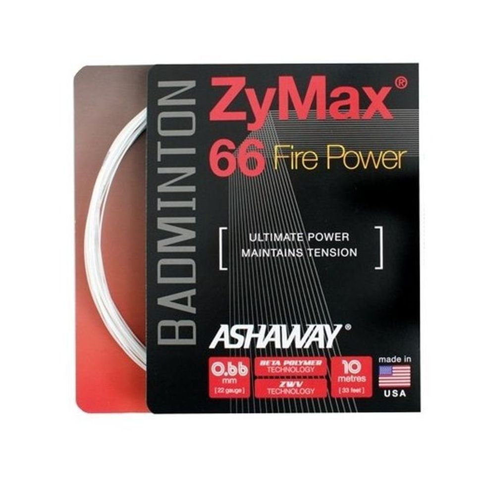 Струны для бадминтона Ashaway ZyMax 66 Fire Power (10 m) - white