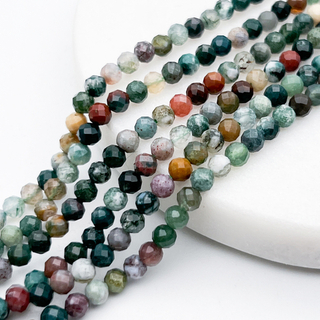 "Индийский агат" граненый бусины (халцедон), диаметр около 4-4,2 мм, цена за отрезок 19 см (1/2 нити)